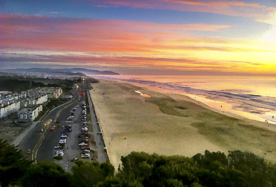 Ocean Beach Sunset from Sutro Heights Photograph by Saxon Holt