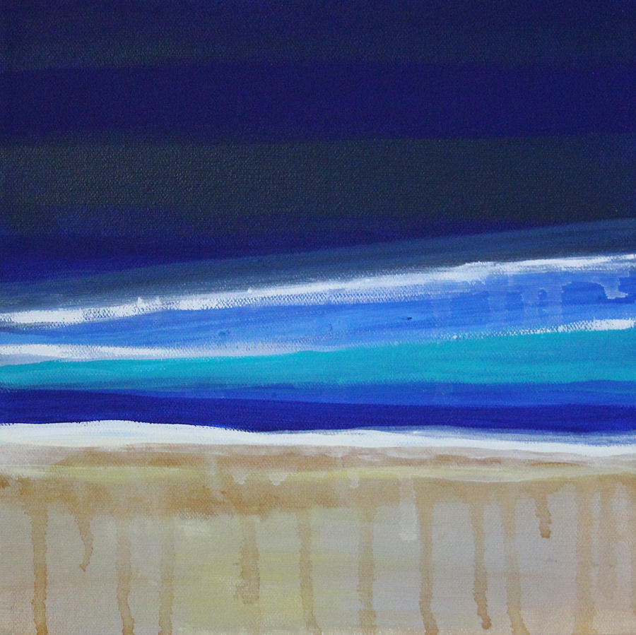 Abstract Landscape Painting - Ocean Blue by Linda Woods