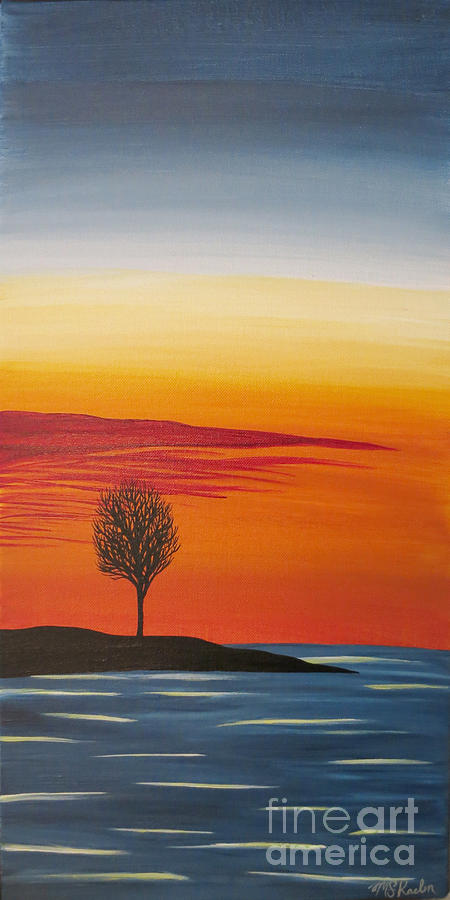 Sunset Painting - Ocean Blues by Melissa F Kaelin