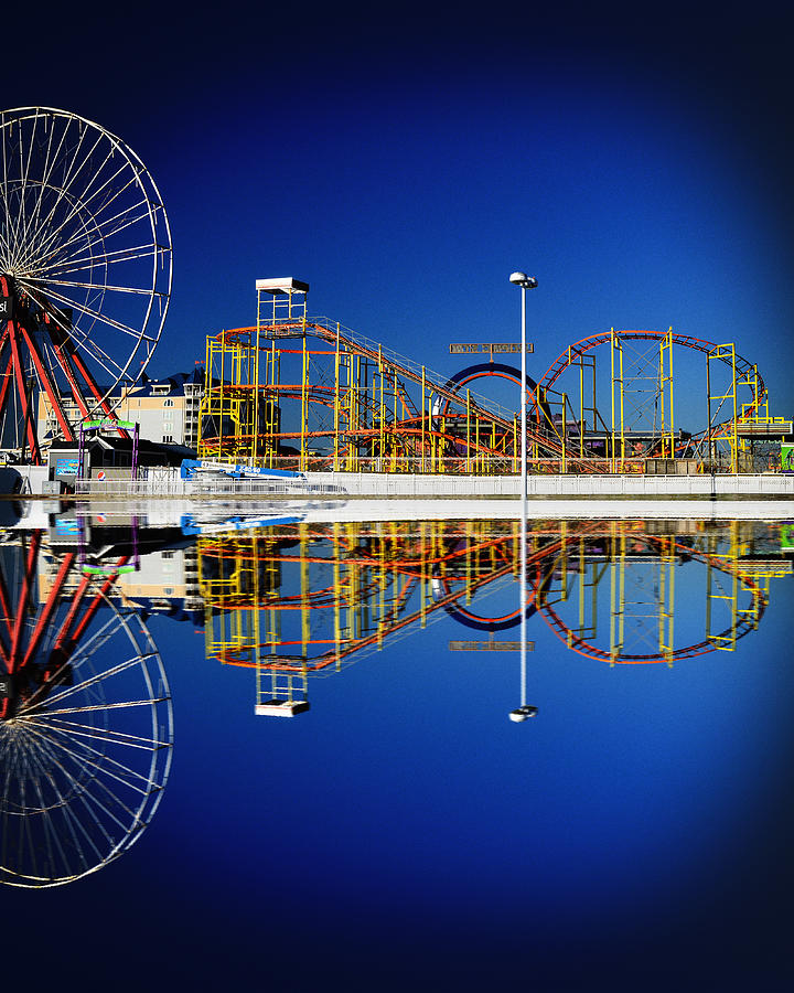 Ocean City Amusement Pier Reflections Photograph by Bill Swartwout