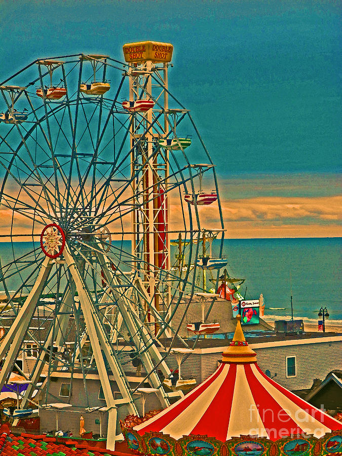 Ocean City Castaway Cove Ferris wheel Photograph by Beth Ferris Sale