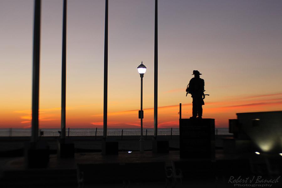 Ocean City Firefighters Memorial at Sunrise Photograph by Robert Banach