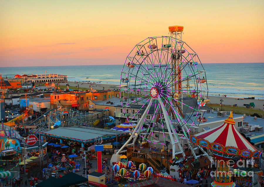 Sunset Photograph - Ocean City NJ Boardwalk and Music Pier by Beth Ferris Sale