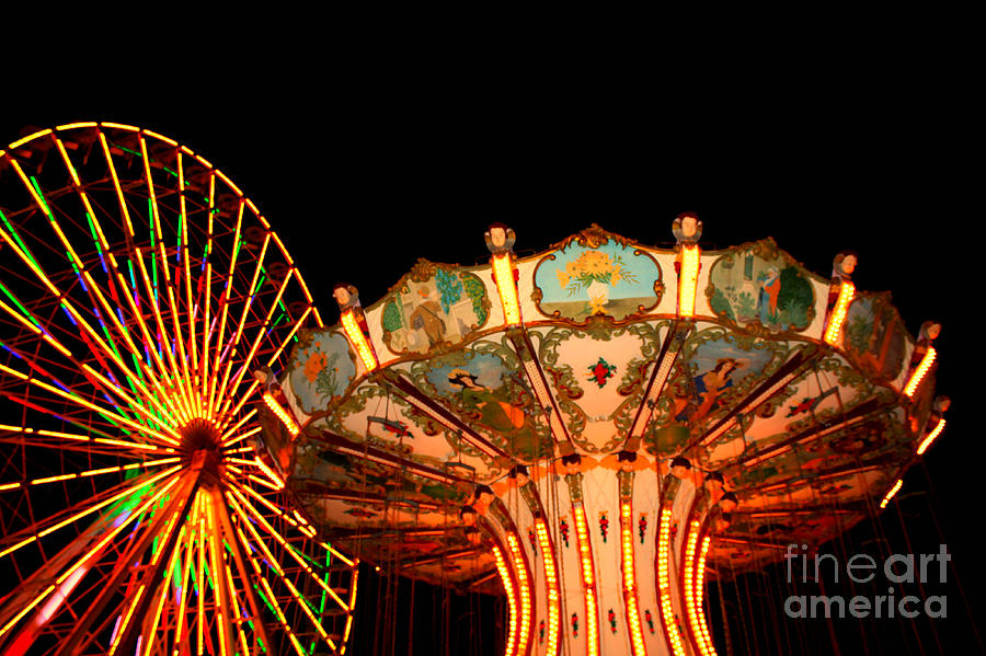 Ocean City NJ Wonder Wheel and Swing Carousel Photograph by Beth Ferris
