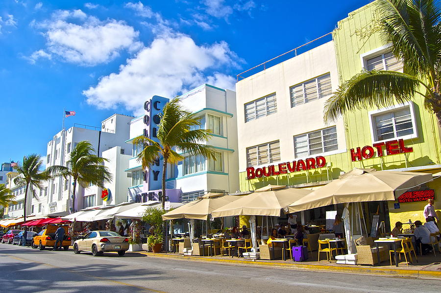 Miami Photograph - Ocean Drive Boulevard Hotel by Galexa Ch