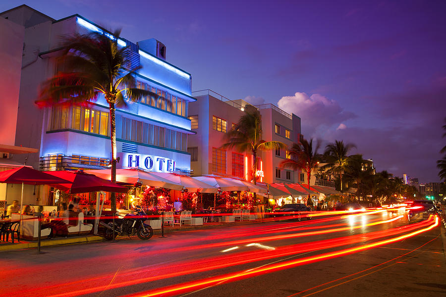 Ocean Drive by the beach in Miami Photograph by Pgiam