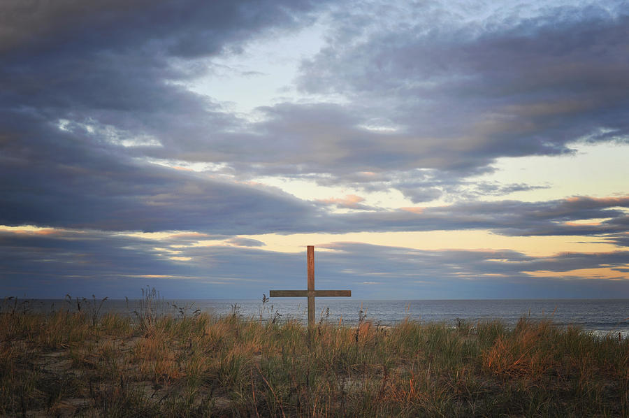 Ocean Grove NJ Beach Cross Photograph by Terry DeLuco