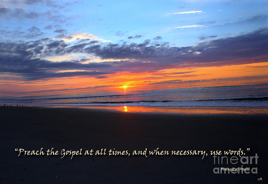 Ocean Isle Beach Sunset - Scripture Art  Photograph by Sandra Clark