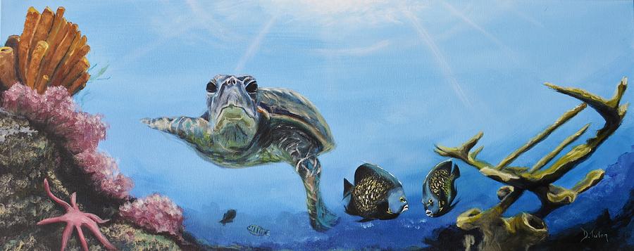 Turtle Painting - Ocean Life by Donna Tuten