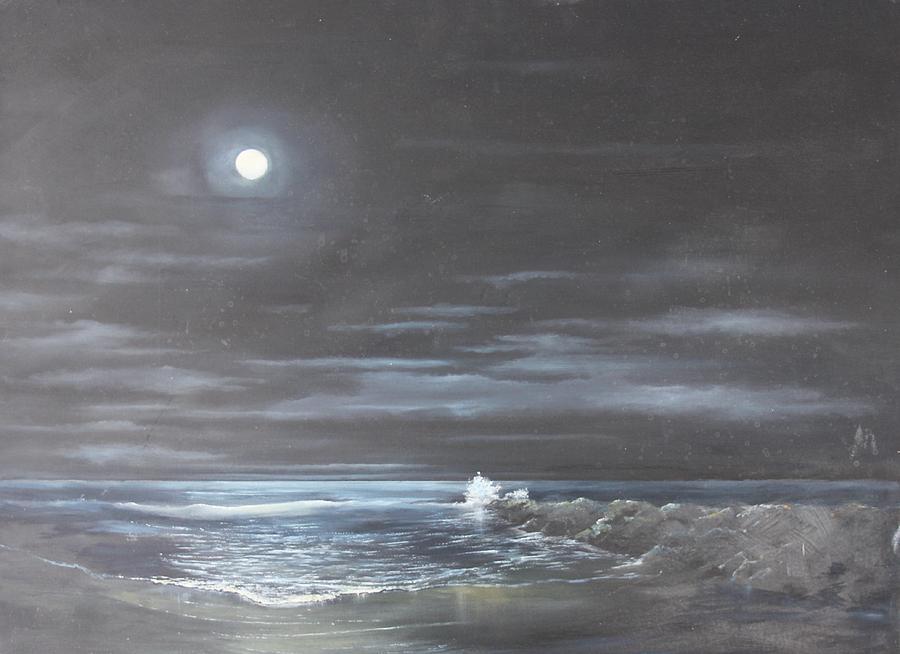 Ocean Moon Painting by Ken Ahlering