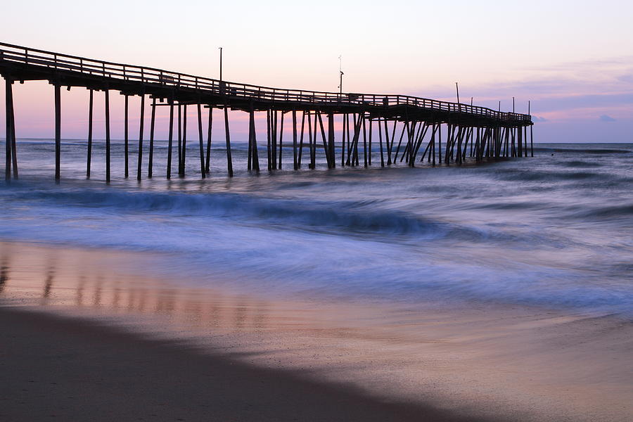 Ocean Pier and Surf at Dawn Photograph by Roupen Baker