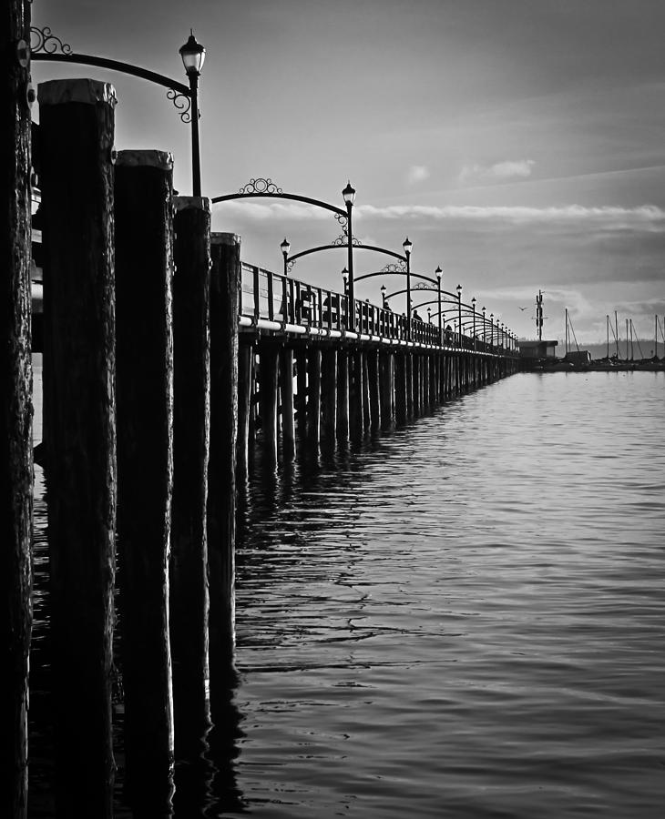 Nature Photograph - Ocean Pier in Black and White II by Eva Kondzialkiewicz