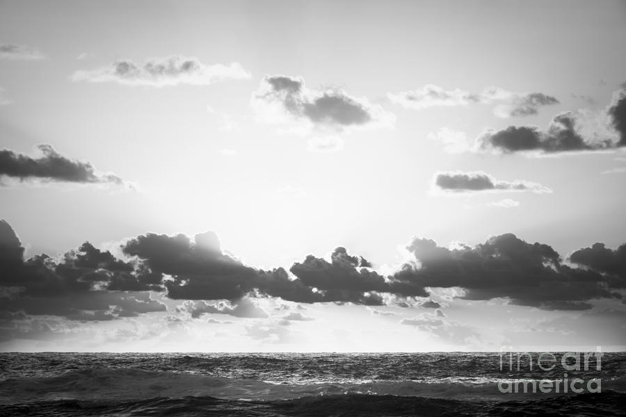 Ocean Sunrise Black and White Photograph by THP Creative