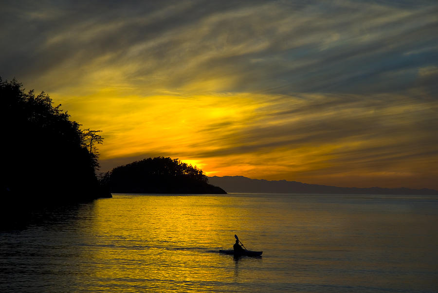 Ocean Sunset at Rosario Strait Photograph by Yulia Kazansky