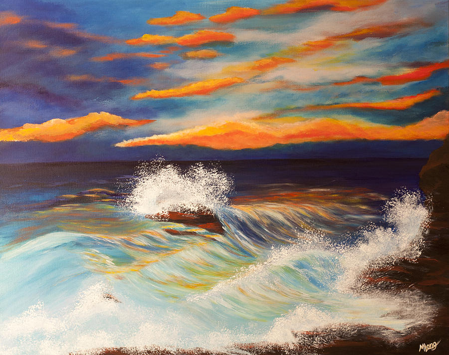 Ocean Sunset Painting by Michelle Joseph-Long