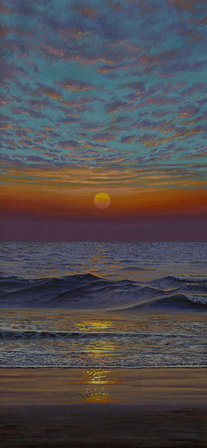 Ocean. Sunset Painting by Vrindavan Das