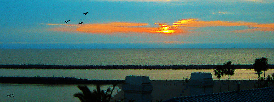 Sunset Photograph - Ocean Sunset With Birds by Ben and Raisa Gertsberg