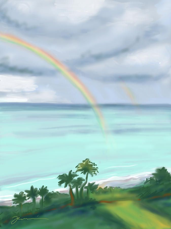 Ocean Trail Rainbows Painting by Jean Pacheco Ravinski