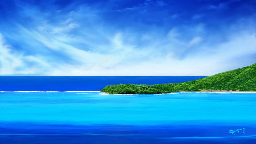 Office Decor Digital Art - Ocean tropical island by Anthony Fishburne