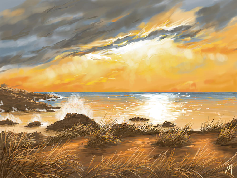 Sunset Painting - Ocean by Veronica Minozzi