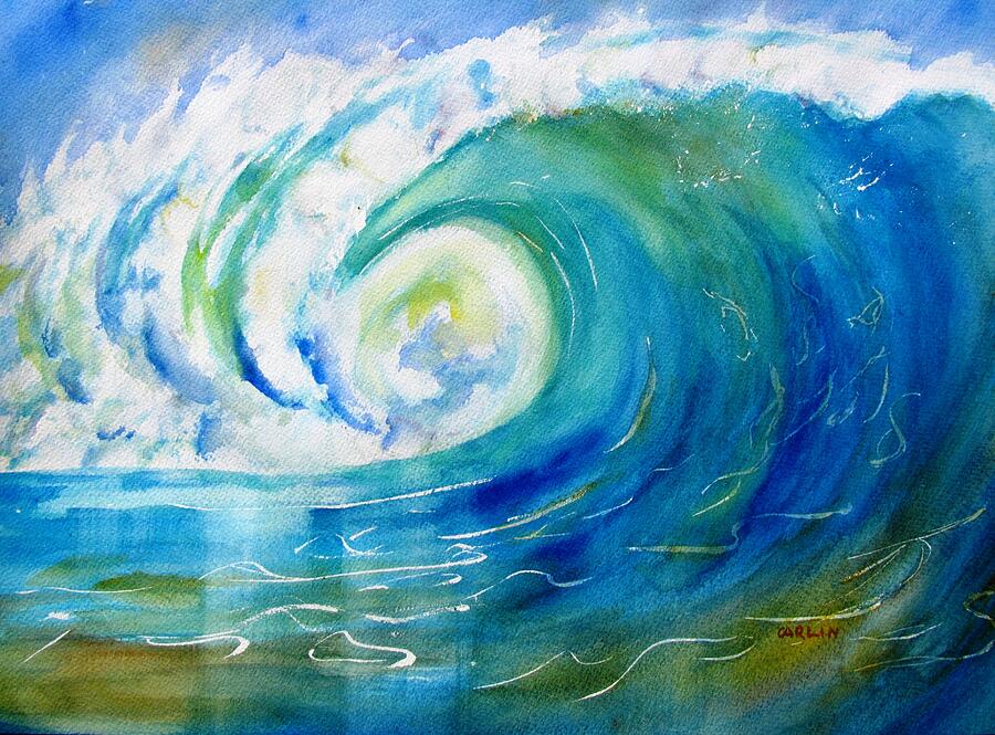 dramatic ocean waves painting