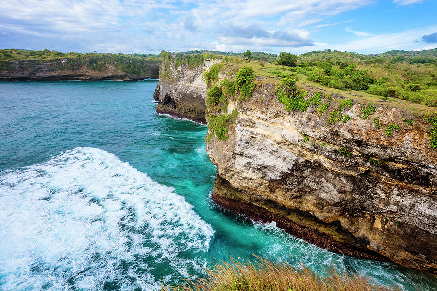 Ocean Wave Hitting Coastal Cliff, Bali Photograph by Konstantin ...