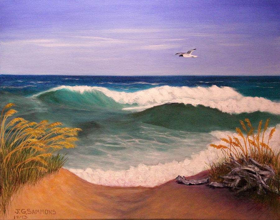 Ocean Wave Painting by Janet Greer Sammons
