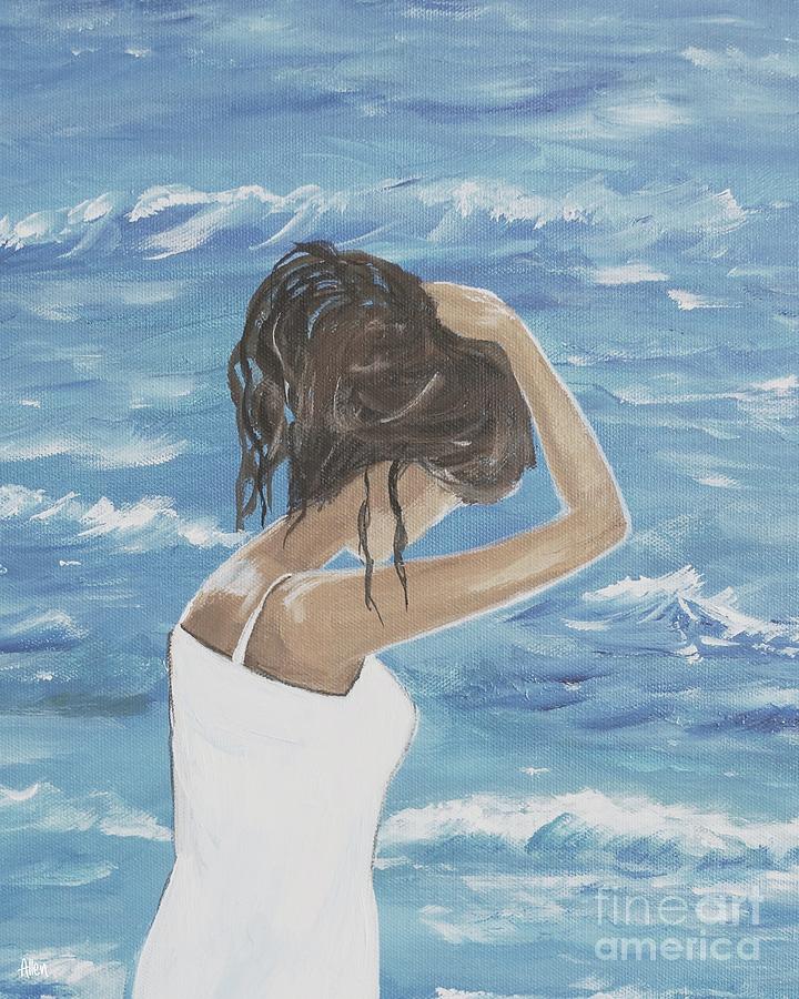 Ocean Wave Painting by Leslie Allen