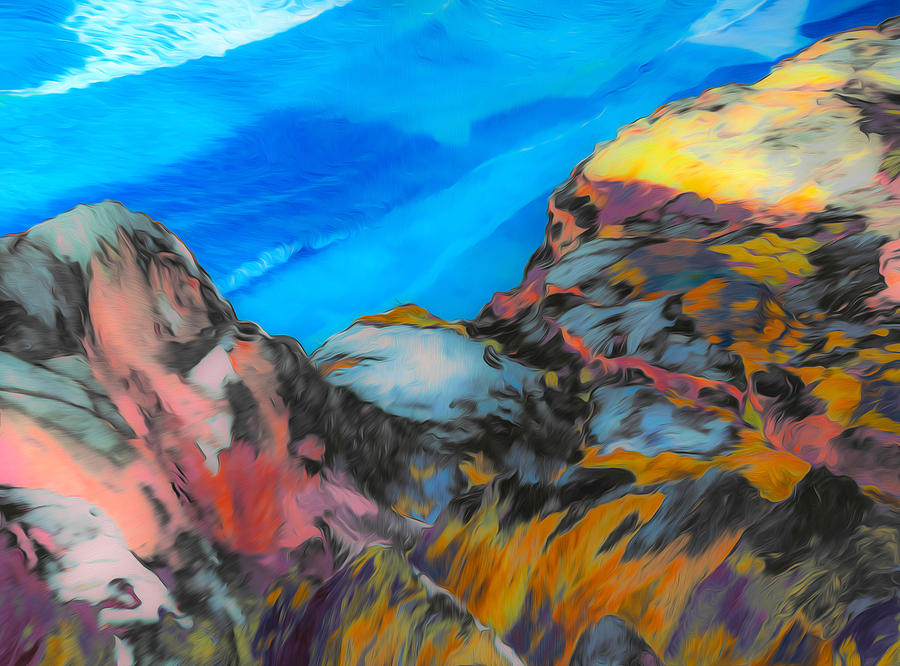 Ocean Waves and Cliffs Digital Art by Judith Barath