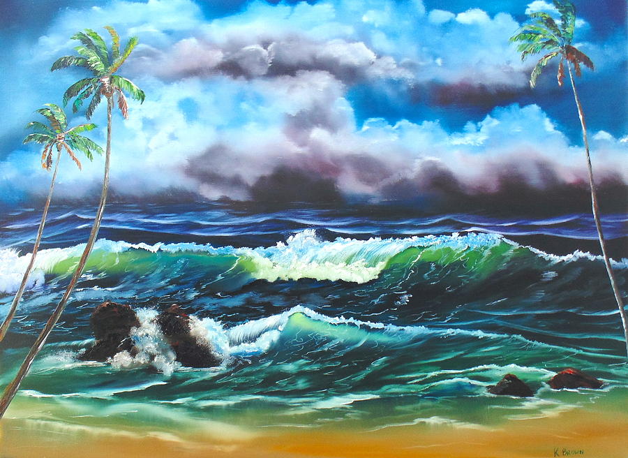 Ocean Waves Crashing Painting by Kevin  Brown