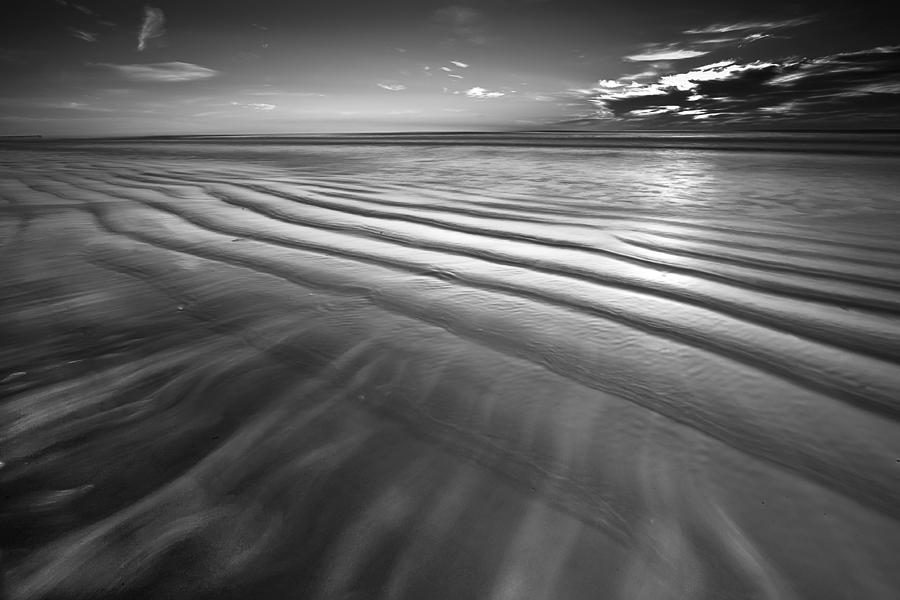 Ocean Waves Seascape Beach Sunrise Photograph in Black and White Photograph by Gray  Artus