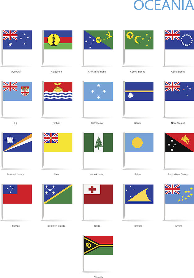 Oceania - Flat Flag Flags - Illustration Drawing by Pop_jop