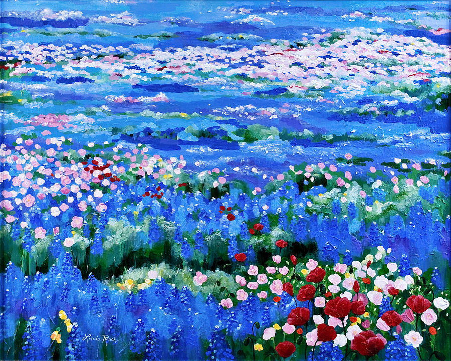 Oceans of Wildflowers Painting by Linda Rauch