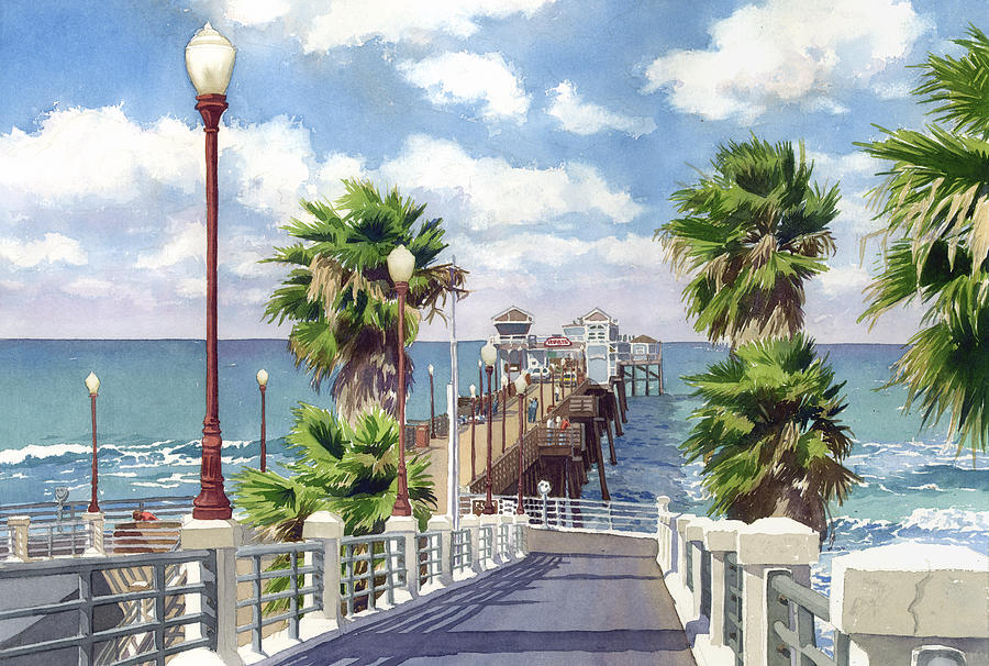 Pier Painting - Oceanside Pier by Mary Helmreich