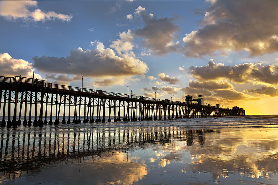 Oceanside Pier Sunset Reflection #2 Photograph by Peter Tellone