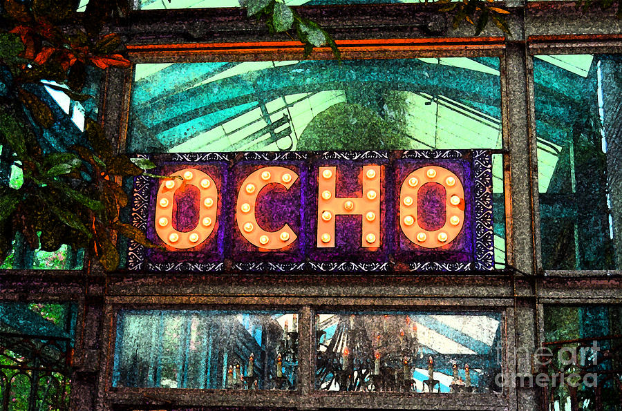 OCHO San Antonio Restaurant Entrance Marquee Sign Fresco Digital Art Digital Art by Shawn OBrien