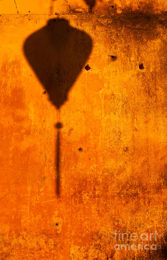 Ochre Wall Lantern Shadow Photograph by Rick Piper Photography