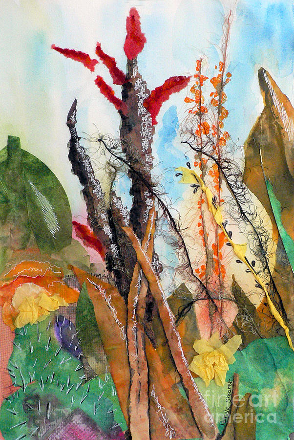 Ocotillo Collage Painting by Pamela Shearer