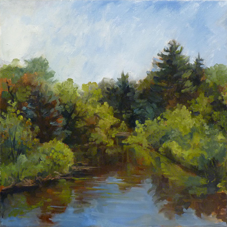 Ocqueoc River Mouth Plein Air Painting by Nora Sallows