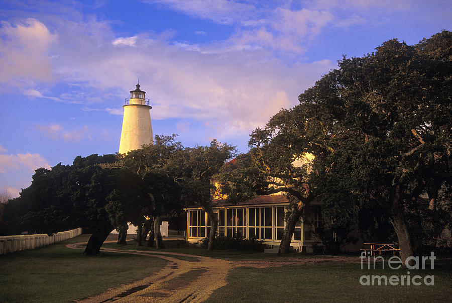 Sunset Photograph - Ocracoke Lighthouse - FS000616 by Daniel Dempster