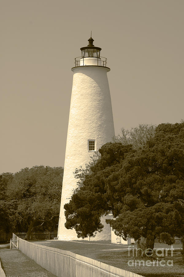 Ocracoke Lighthouse In Sepia Photograph