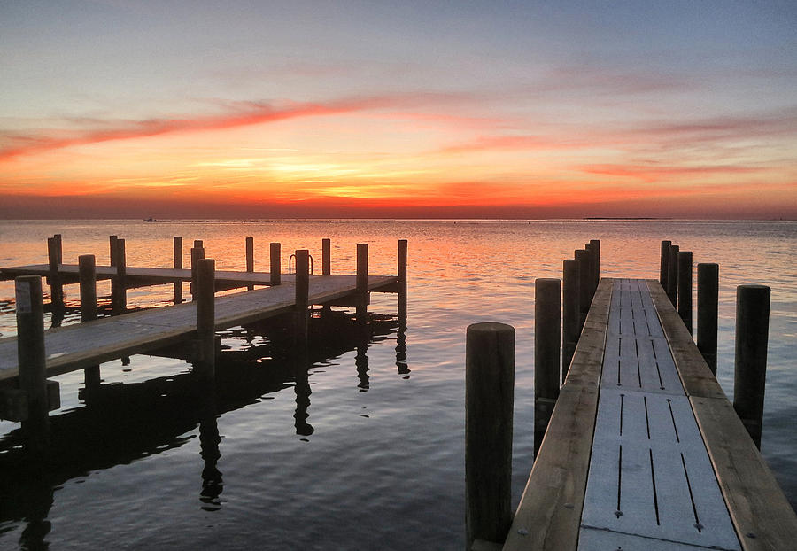 Ocracoke Pier At Sunset Photograph