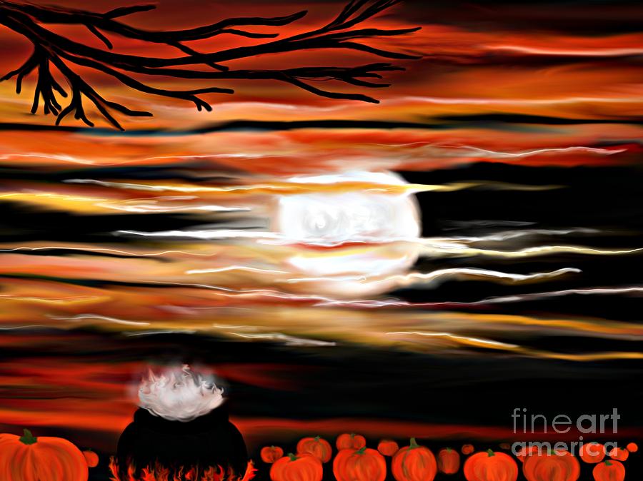 October 31st - Samhain Skies Painting by Roxy Riou