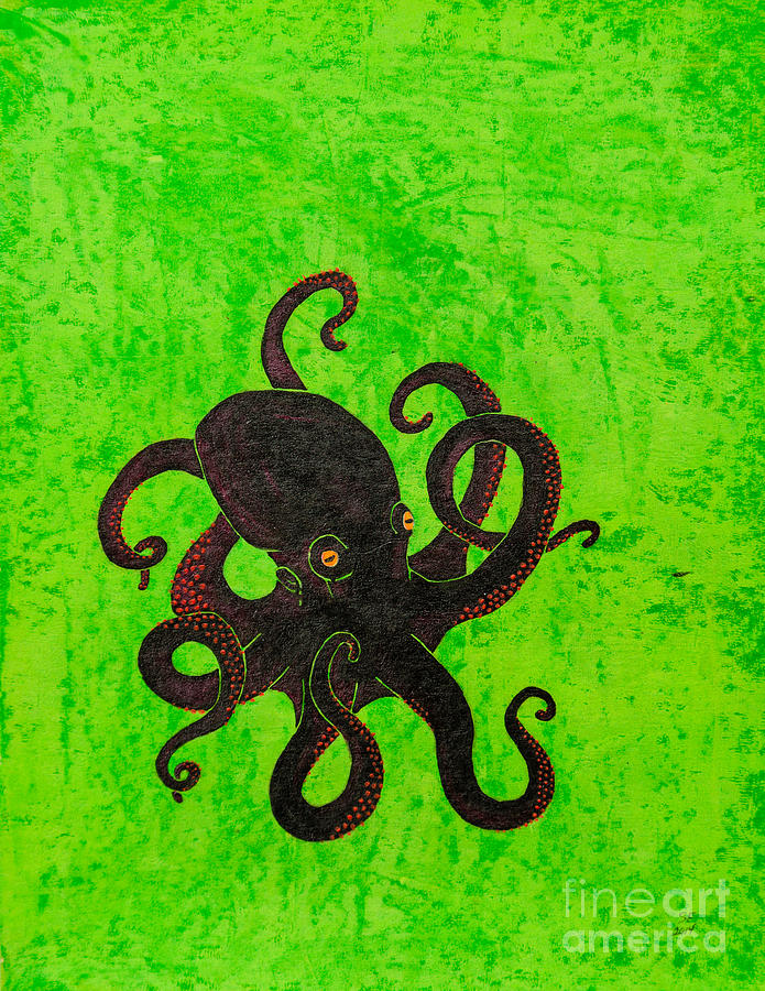 Octopus black Painting by Stefanie Forck