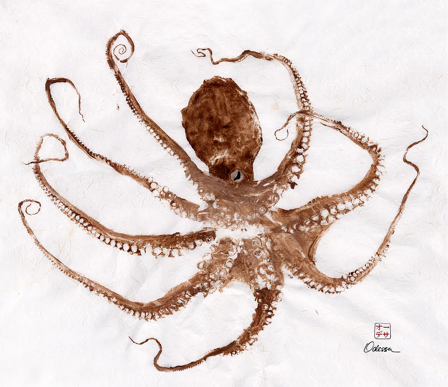 Fish Painting - Octopus Gyotaku by Odessa Kelley