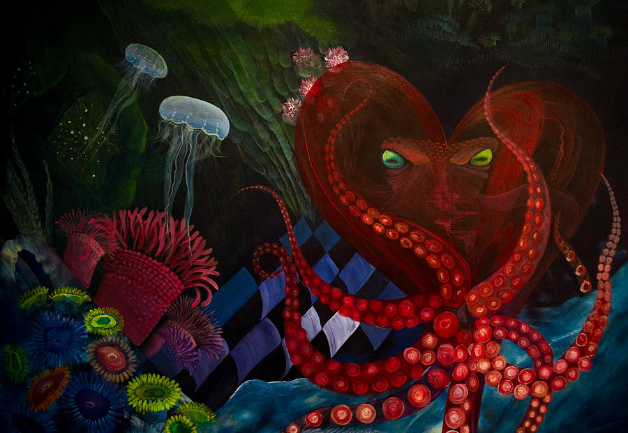 Octopus Heart Painting by Adria Trail