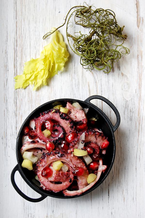 Octopus Salad With Pomegranate And Photograph by Gabriella Piazza