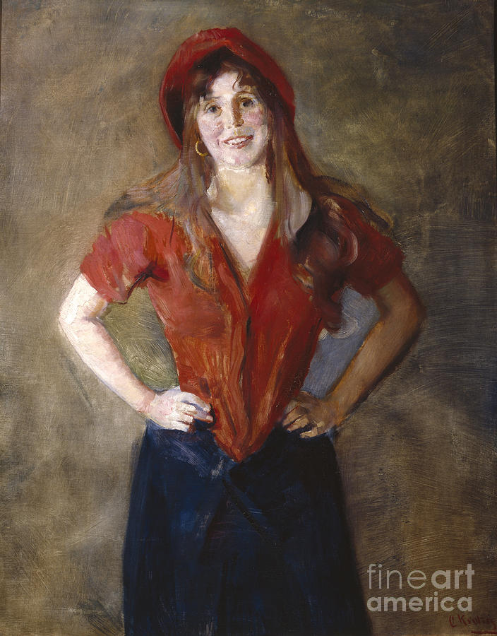 Oda in red Painting by Christian Krohg