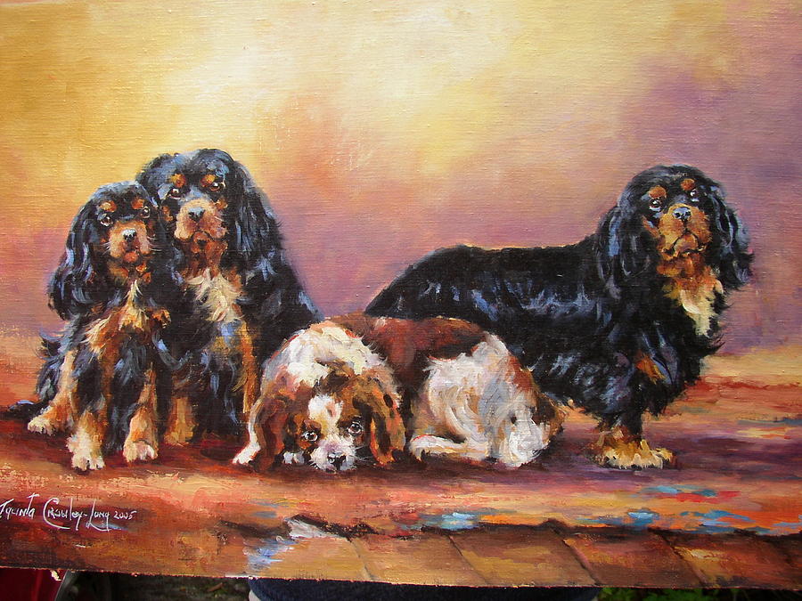 King Charles Spaniels Painting - Odd One Out by Jacinta Crowley-Long