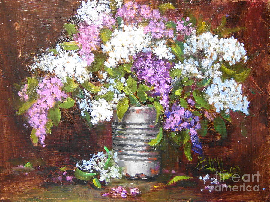 Ode To A Tin Can With Lilacs Painting by Joanne Hall